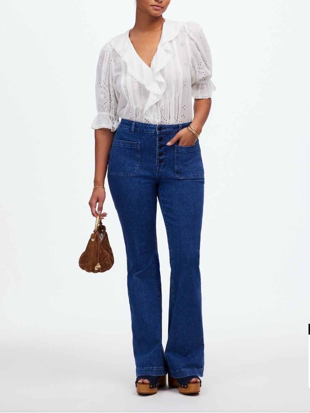 NWT Madewell Curvy Flea Market High-Rise Button-Fly Flare Jeans In Ebola Wash